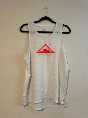 Nike Men's White Trail Tank with Red and Yellow Logo